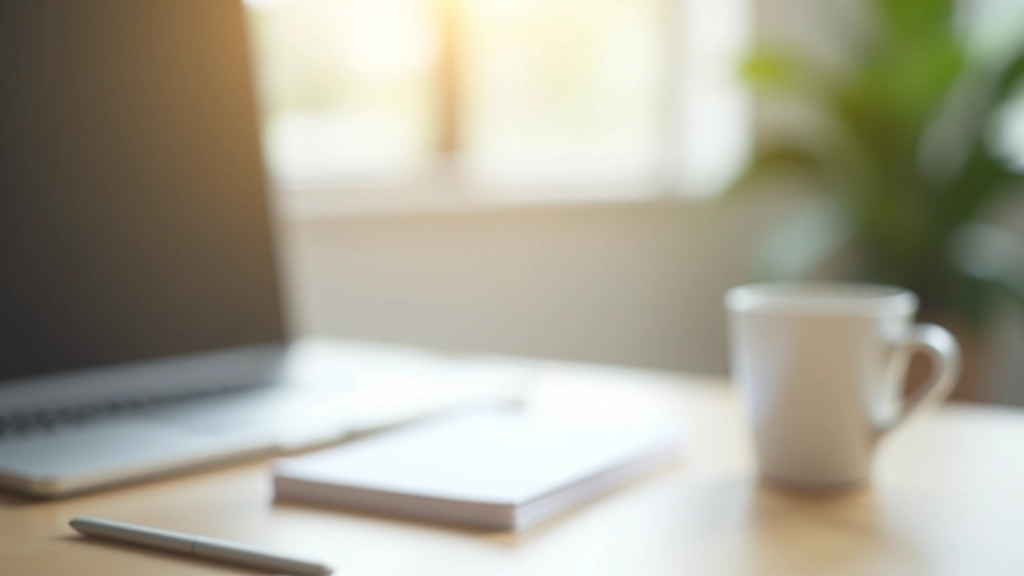 Professional workspace with organized planner, notebook, and coffee on modern desk with natural morning light