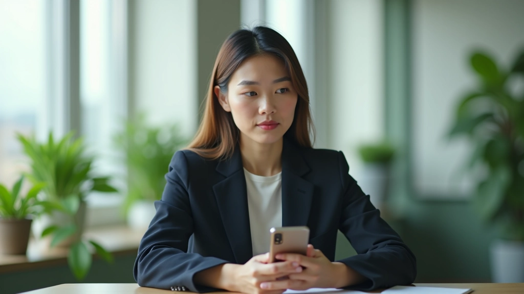 Person looking at mobile phone while working at desk, managing notifications and interruptions