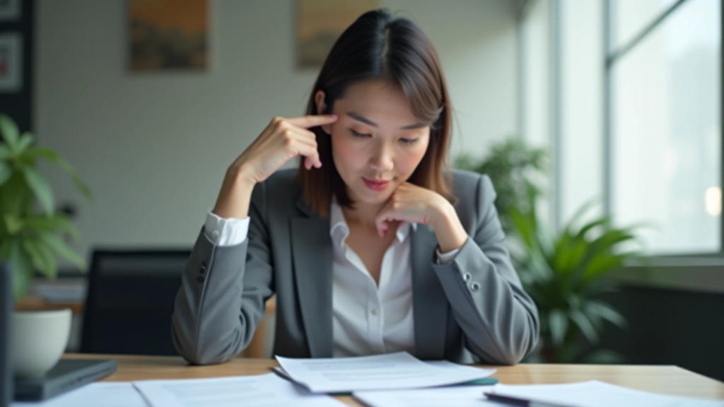 Frustrated professional at desk with scattered papers and multiple lists, overwhelmed by too many changes